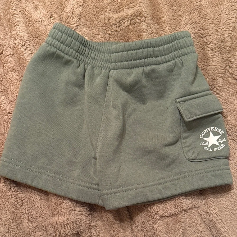 Converse Kids Olive Cargo Pocket Shorts with All Star Logo